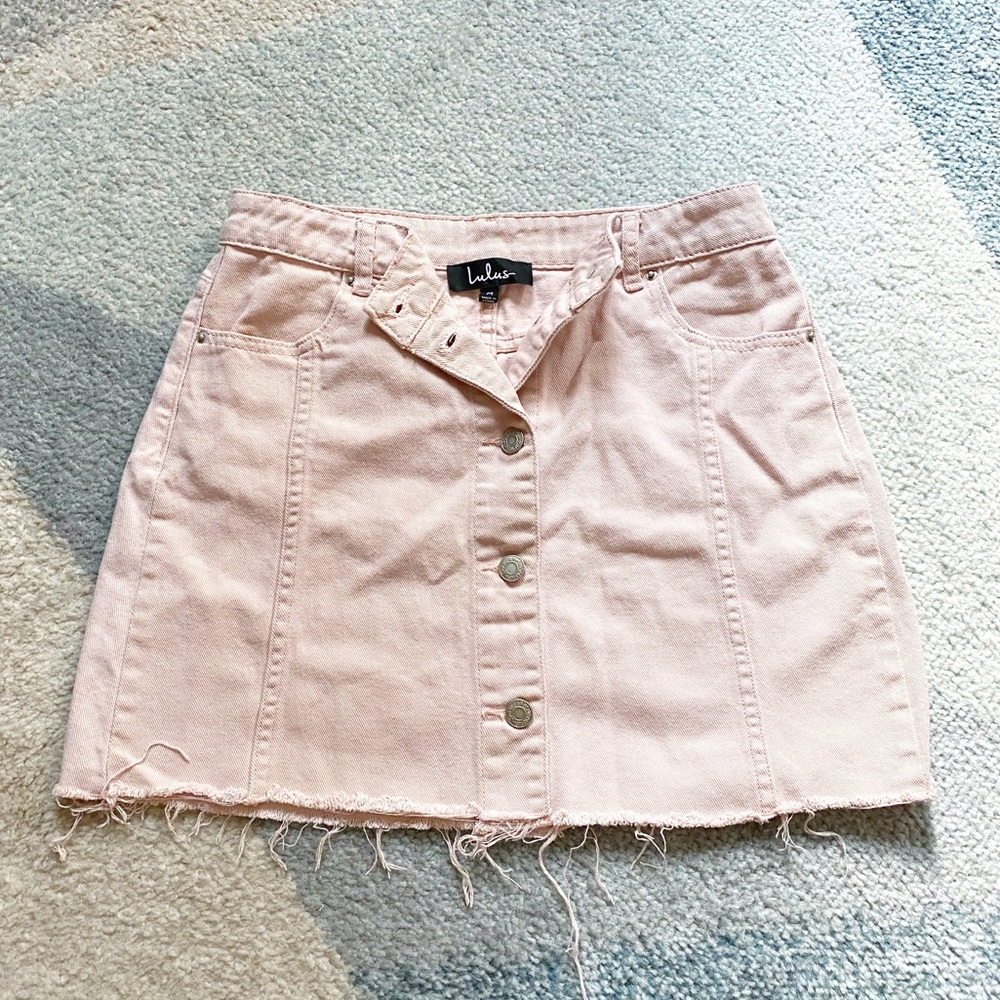 Lulus Nico Blush Pink Denim Mini Skirt